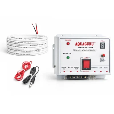 AquaGuru Semi Automatic, Metal Body Manual Start and Auto Stop Water Level Controller (Sensors & 30 Meter Wire Included)