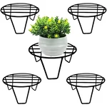 Ecofynd Black Metal Plant Holder Stands for House, Garden and Patio (Set of 5)
