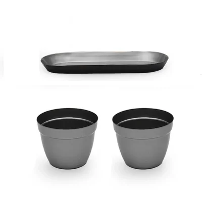 Durable Metal Pot with Tray Stylish Rust-Resistant Planter for Indoor & Outdoor Use, Modern Decorative Design