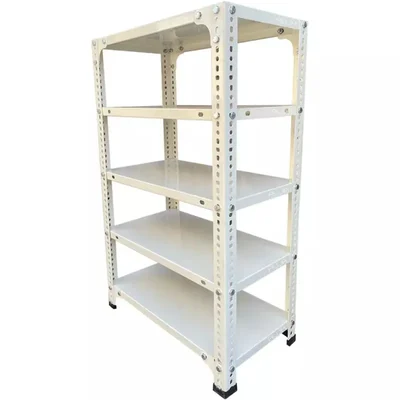 Menage 36x24x12 Inch 5 Shelf Metal Ivory Slotted Angle Rack