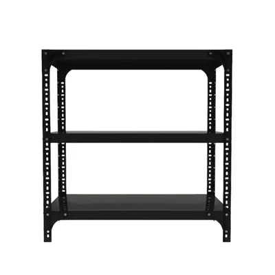Menage 24 x 35 x 18 Inch 3 Shelves Slotted Angle Metal Rack 