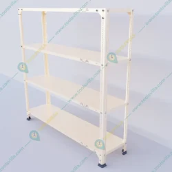 Alija 48x47x12 Inch 4 Shelves Slotted Angle Metal Rack For Multipurpose uses (Colour-Ivory)(Gauge-22 gauge shelves, 16 gauge angle)