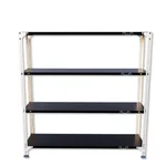 Alija 48x47x12 Inch 4 Shelves Slotted Angle Metal Rack For Multipurpose uses (Colour-Ivory angle & Black Shelves)