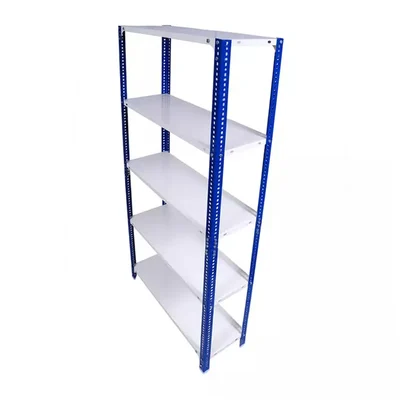Premium Quality 36 x 23 x 9 Inch 5 Shelves Powder Coated Metal Rack For Multipurpose Use (24 Gauge Shelf & 18 Gauge Angle)(Color-White Shelves & Blue Angle)