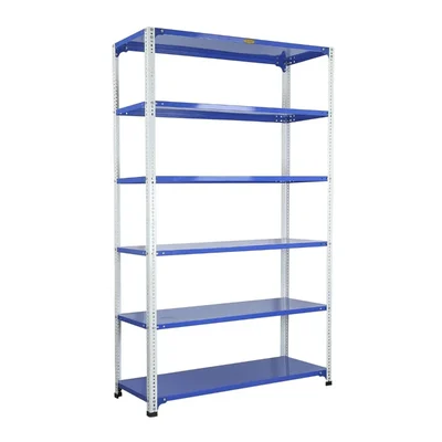 Premium Quality 72 x 35 x 12 Inch 6 Shelves Powder Coated Metal Rack For Multipurpose Use (24 Gauge Shelf & 18 Gauge Angle)(Color-Blue Shelf & Ivory Angle )