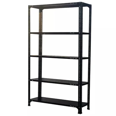 Menage 87x36x12 Inch 5 Shelves 24 Gauge Metal Black Slotted Angle Rack