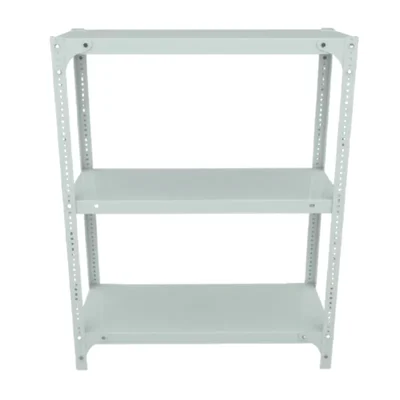 FIDVI® 9D X 23L X 30H Inch 3 Shelves Powder Coated Slotted Angle Metal Rack With Accessories -Ivory Colour (SR-513)