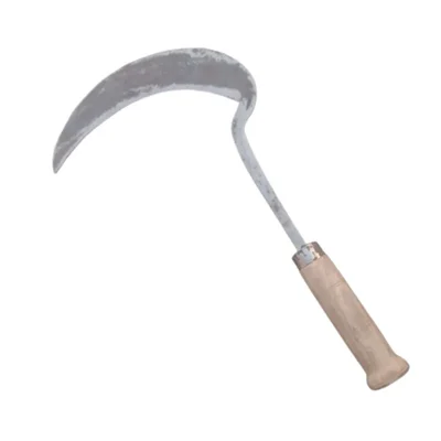 14 Inch Serrated Sickle with Iron Blade and Wooden Handle for Easy Cutting