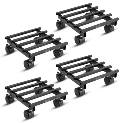 Heavy Duty Square Metal&nbsp;Rolling Plant Stand with Wheels for Home and Garden Decor(Pack of 4)