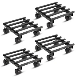 Heavy Duty Square Metal Rolling Plant Stand with Wheels for Home and Garden Decor(Pack of 4)