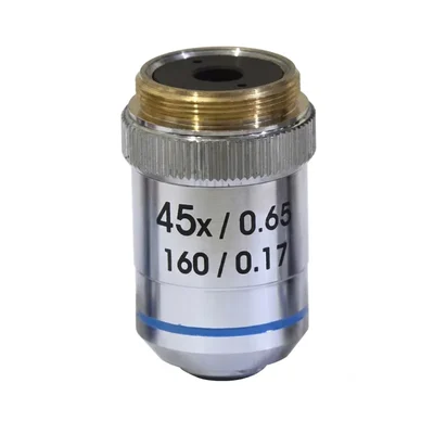 Cometek 45X Microscope Brass Objective Lens with Blue Coated Lens and Brass Caps