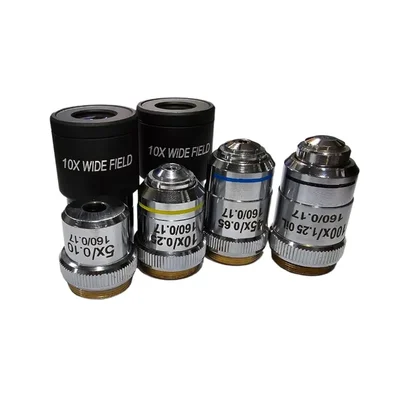 Labgo 5X 10X 45X 100X WideField 5 Pieces Microscope Observation High Clarity Achromatic Lens Set