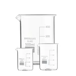 COMETEK Set of 3 Beakers - 50 ml, 100 ml, 500 ml, Low Form, Borosilicate Glass 3.3, Graduated