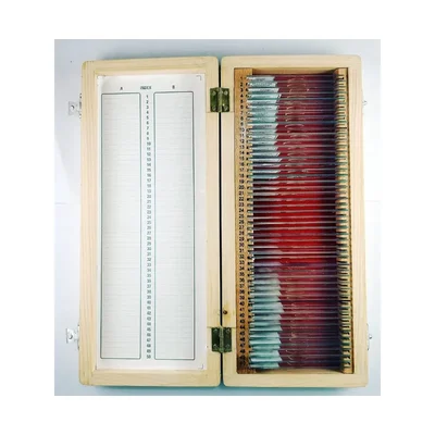 COMETEK 50 Piece Prepared Microscope Slides Set in Premium Wooden Storage Box for Educational Biology and Zoology