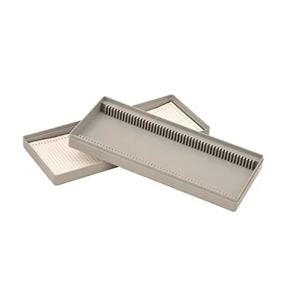 COMETEK Polystyrene Microscope Slide Box 50 Slide Capacity for Specimen Storage with Indexing Slots and Secure Closure