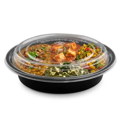 400 Pcs, 32 Oz  [960 ml] Round Disposable Microwave Safe Food Container with Clear Lid