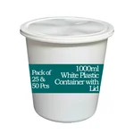 1000ml Milky White Plastic Container with Lid for Food Delivery, Takeway and Storage