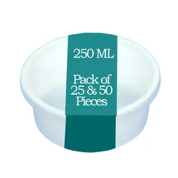 250ml White Plastic Container with Transparent Lid for Delivery, Storage, Fridge(Pack-25 pcs)