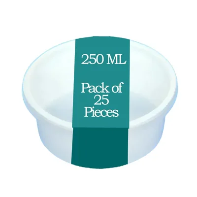 250ml White Plastic Container with Transparent Lid for Delivery, Storage, Fridge(Pack-25 pcs)