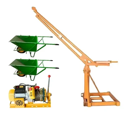UTC 70 Kg Frame & 8 Feet Boom 500 kg Mini Crane 360° With 5 hp Electric Clutch Winch, 50 Meter,8 mm Wire Rope & 2 Single Wheel Trolleys