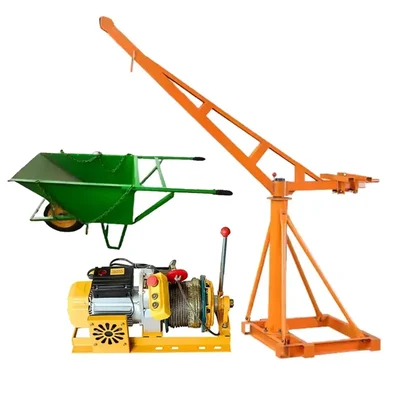 UTC 500 Kg Capacity 70 Kg Frame & 8 Feet Boom Mini Crane With 5 HP Electric Clutch Winch,50 Meter 8 mm Wire Rope & Single Wheel Trolley