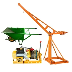 UTC 500 Kg Capacity 70 Kg Frame & 8 Feet Boom Mini Crane With 5 HP Electric Clutch Winch,50 Meter 8 mm Wire Rope & Single Wheel Trolley