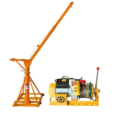 Heavy Duty 500 kg Adjustable Boom 360° Mini Crane With Electric Clutch Winch,4 HP Motor- 40 Meter,8 mm Wire Rope