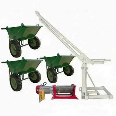 Crossbee 500 kg Capacity 360° Mini Crane With Electric Winch, 3 HP Motor, 50 Meter Wire Rope & 3 Pcs Double Wheel Barrow