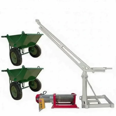 Crossbee 500 kg Capacity 360° Mini Crane With Electric Winch, 3 HP Motor, 50 Meter Wire Rope & 2 Pcs Double Wheel Barrow