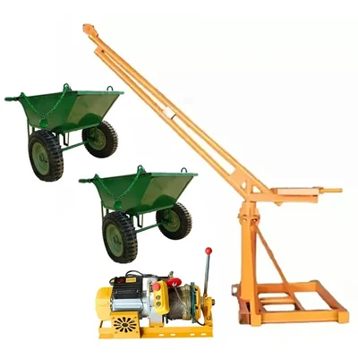 HT 500 kg Capacity 360° Mini Crane With Electric Clutch Winch, 3 HP Motor, 50 Meter Wire Rope & 2 Pcs Double Wheel Trolley