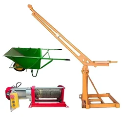 Heavy Duty 500 kg 360° Mini Crane With Electric Winch,3 HP Copper Winding Motor, 8mm & 50 Meter Wire Rope & Wheel Barrow