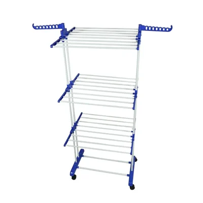KTG 4 X 3 Feet Premium Quality Double Supported 3 Layer Mini Grande Cloth Drying Stand with Wheels
