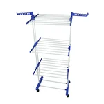 KTG 4 X 3 Feet Premium Quality Double Supported 3 Layer Mini Grande Cloth Drying Stand with Wheels