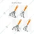 Mini Hand Cultivator Gardening Tool or Hand Cultivator, 3 & 5 Prongs (Set of 4 Pcs)
