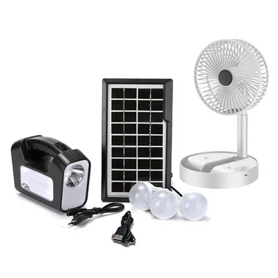 Gramstrong Mini Inverter Solar Home System with LED and 100W SMD Tube Light, Solar Panel, 3 Bulbs and Foldable Fan