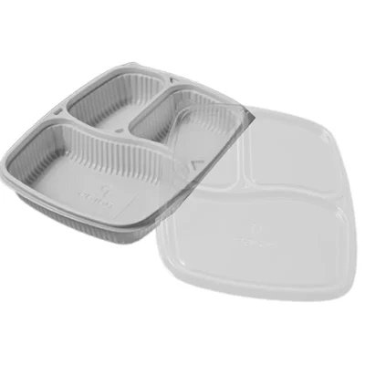 800pcs, PARAS 3 Compartment Mini Platter with Transparent Lid