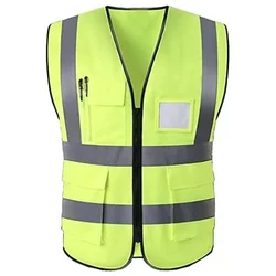 Safe Zone Safety Jacket - Pockets, 360° Visibility Multipurpose With 2 Inch Reflective Stripes At Front & Back Green colour