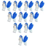 Minsales 10 Pair Safety Gloves - Blue & White, Nylon, Cut Resistant, for Industrial Use