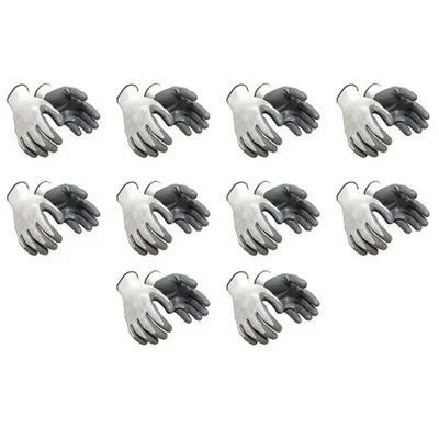 Minsales 10 Pair Safety Gloves 13 Guage, Cut-Resistant, Nitrile Coated, Free Size, for Industrial Use