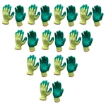 Minsales 10 Pair Safety Gloves - Green Colour,Latex Coated, Reusable for Industrial Use