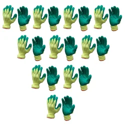 Minsales 10 Pair Safety Gloves - Green Colour,Latex Coated, Reusable for Industrial Use