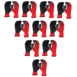Minsales 10 Pair Safety Gloves - Nylon Latex Coated, Firm Grip, Cut Resistant for Industrial Safety Work