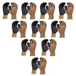 Minsales 10 Pair Safety Gloves - Reusable, Free Size, Nitrile Coated, Nylon Cotton, Unisex for Industrial Use