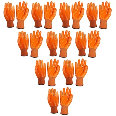 MInsales 10 Pair Safety Gloves - Cut Resistant, Three Fourth Full Smooth, PVC Coated
