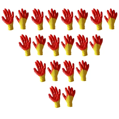 Minsales 10 Pair Safety Gloves - PVC Coating, Cut Resistant, Nylon Shell with yellow Crinkle Finish