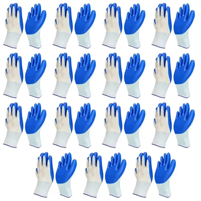 Minsales 15 Pair Safety Gloves - Blue & White, Nylon, Cut Resistant, for Industrial Use