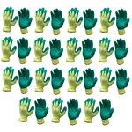 Minsales 15 Pair Safety Gloves - Green Colour,Latex Coated, Reusable for Industrial Use