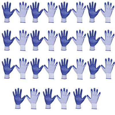Minsales 15 Pair Safety Gloves - Cut Protection, Nitrile Coating, Full Fingered for Industrial Use