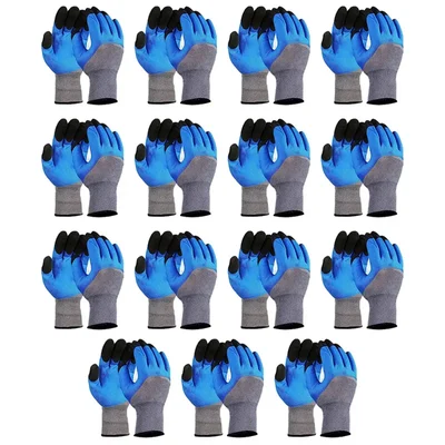 Minsales 15 Pair Safety Gloves - Nylon Nitrile Half Coated, Heat Resistant, Cut Resistant for Industrial Use