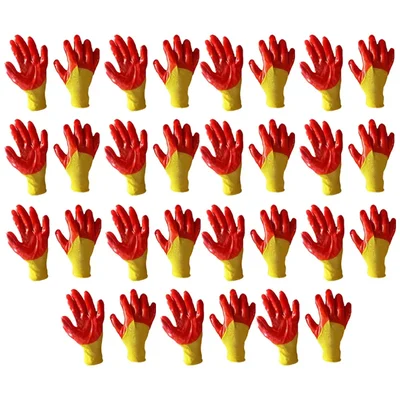Minsales 15 Pair Safety Gloves - PVC Coating, Cut Resistant, Nylon Shell with yellow Crinkle Finish